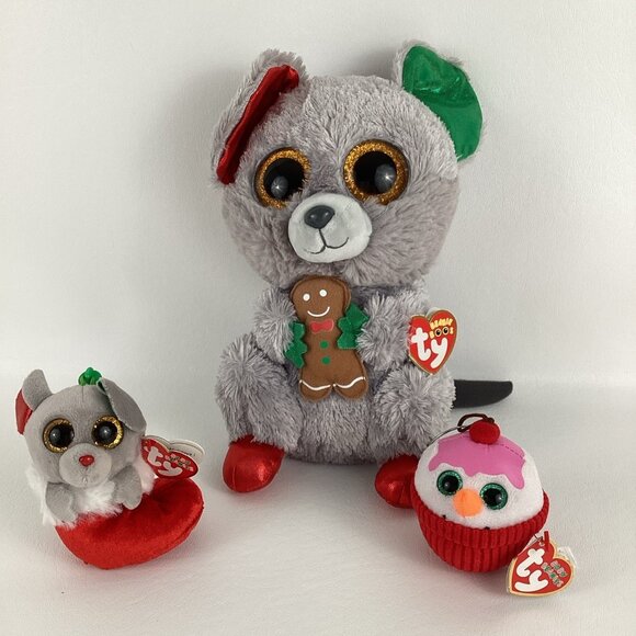 Ty Other - Ty Beanie Boos Mac Bundles Flakes Christmas Mouse 9" Plush Stuffed Toy Lot TAGS